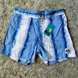 Vintage - NWT 1990-ish Quiksilver Blue and White Board Shorts for Swim
